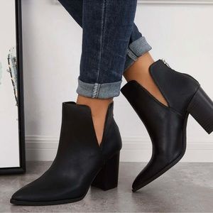 Vince Camuto, Gigietta black leather bootie, block heel